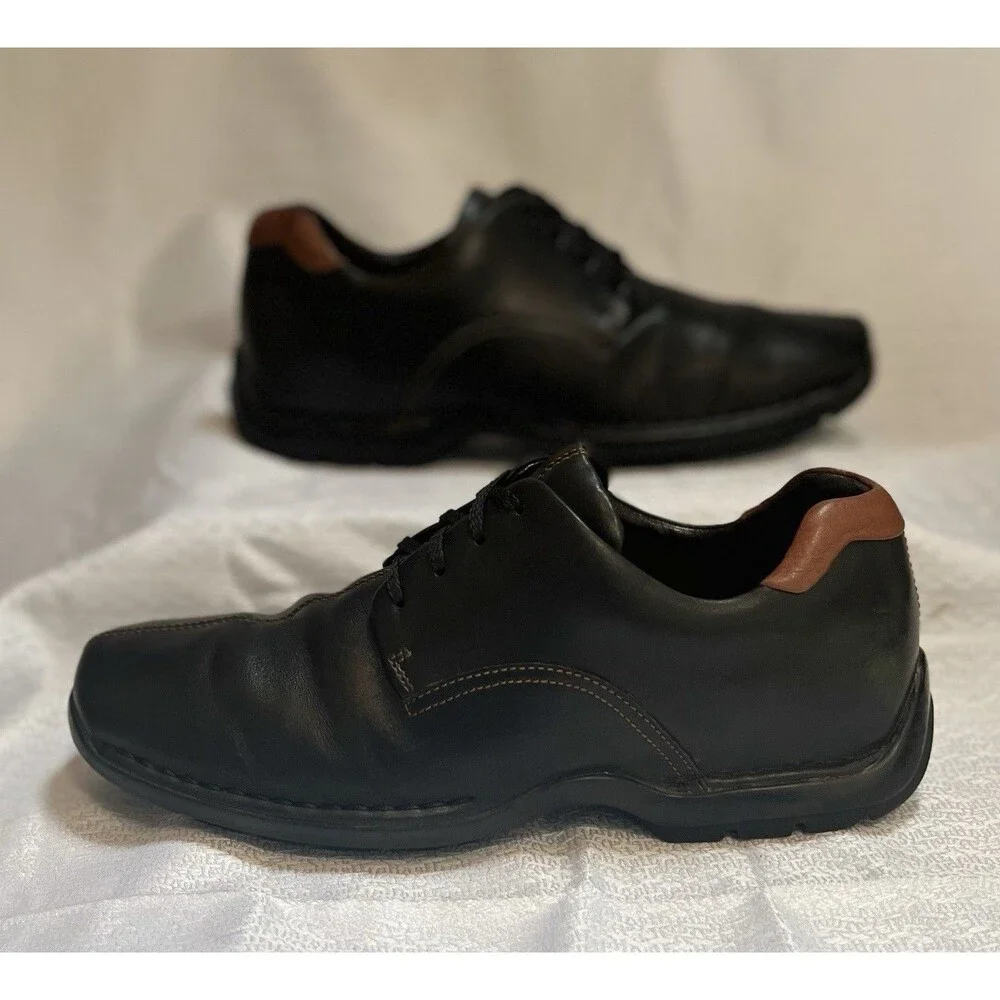 Cole Haan Zeno Leather Oxfords Comfort Shoes Mens 10 Black Tan Business Casual